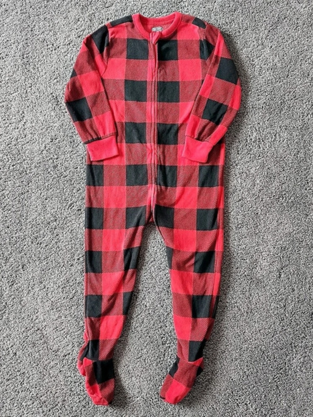 Old Navy Buffalo Plaid Microfleece Footed One-Piece Girls 3T